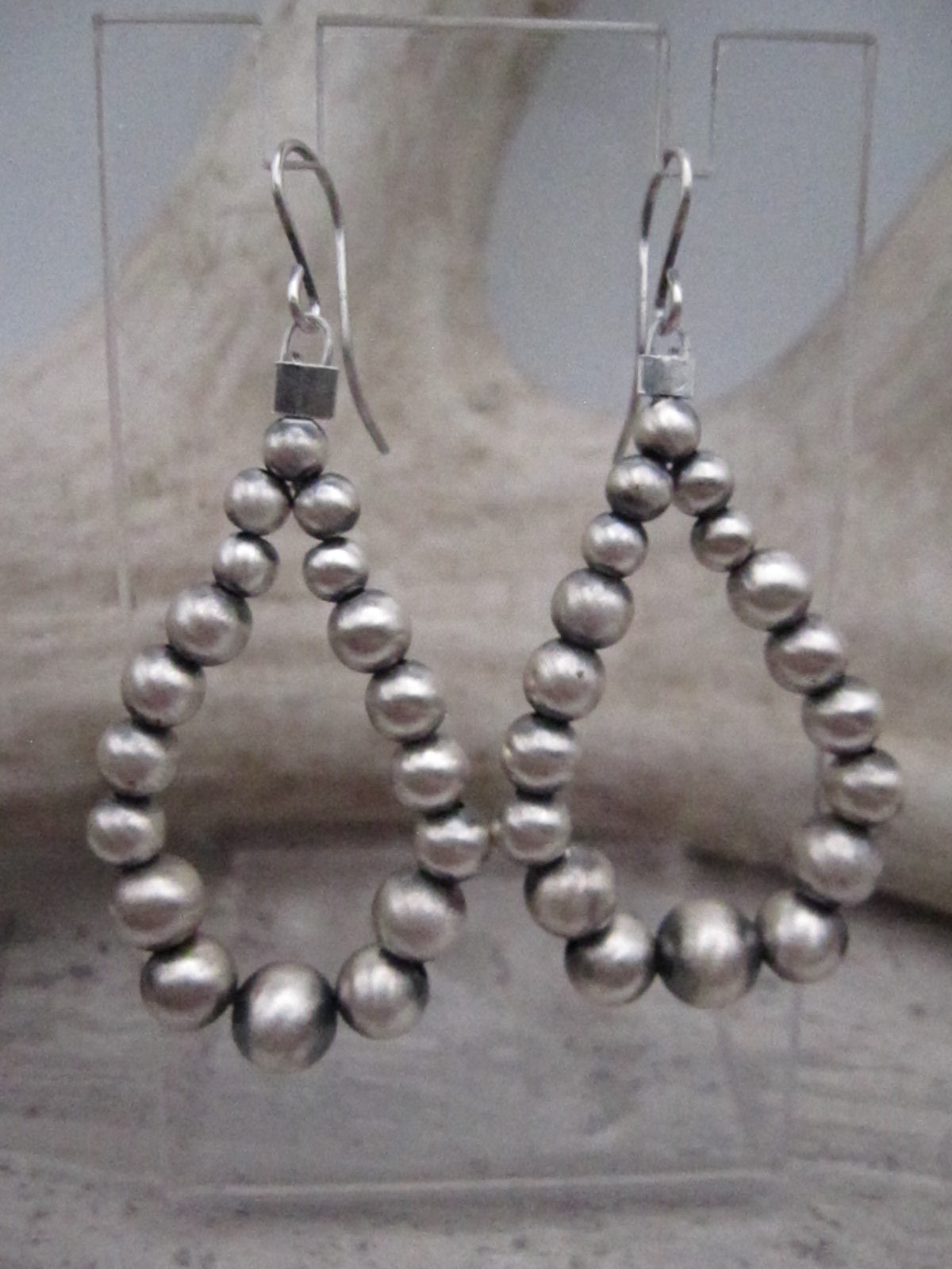 3 Diameter Big Round Hoop Earrings Sterling Silver Beads Navajo Pearls,  Boho Southwest Jewelry