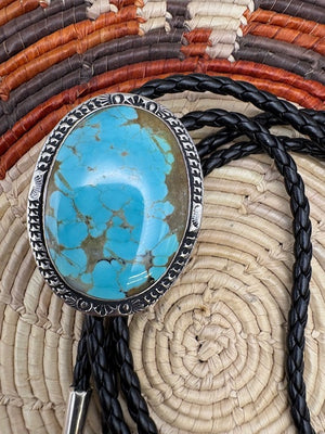 Turquoise Bolo Authentic Native American Made Turquoise Sterling Silver Bolo Native Bolo Tie Handmade Bolo Tie