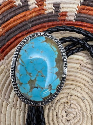 Turquoise Bolo Authentic Native American Made Turquoise Sterling Silver Bolo Native Bolo Tie Handmade Bolo Tie