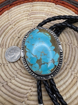 Turquoise Bolo Authentic Native American Made Turquoise Sterling Silver Bolo Native Bolo Tie Handmade Bolo Tie