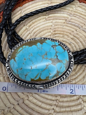 Turquoise Bolo Authentic Native American Made Turquoise Sterling Silver Bolo Native Bolo Tie Handmade Bolo Tie