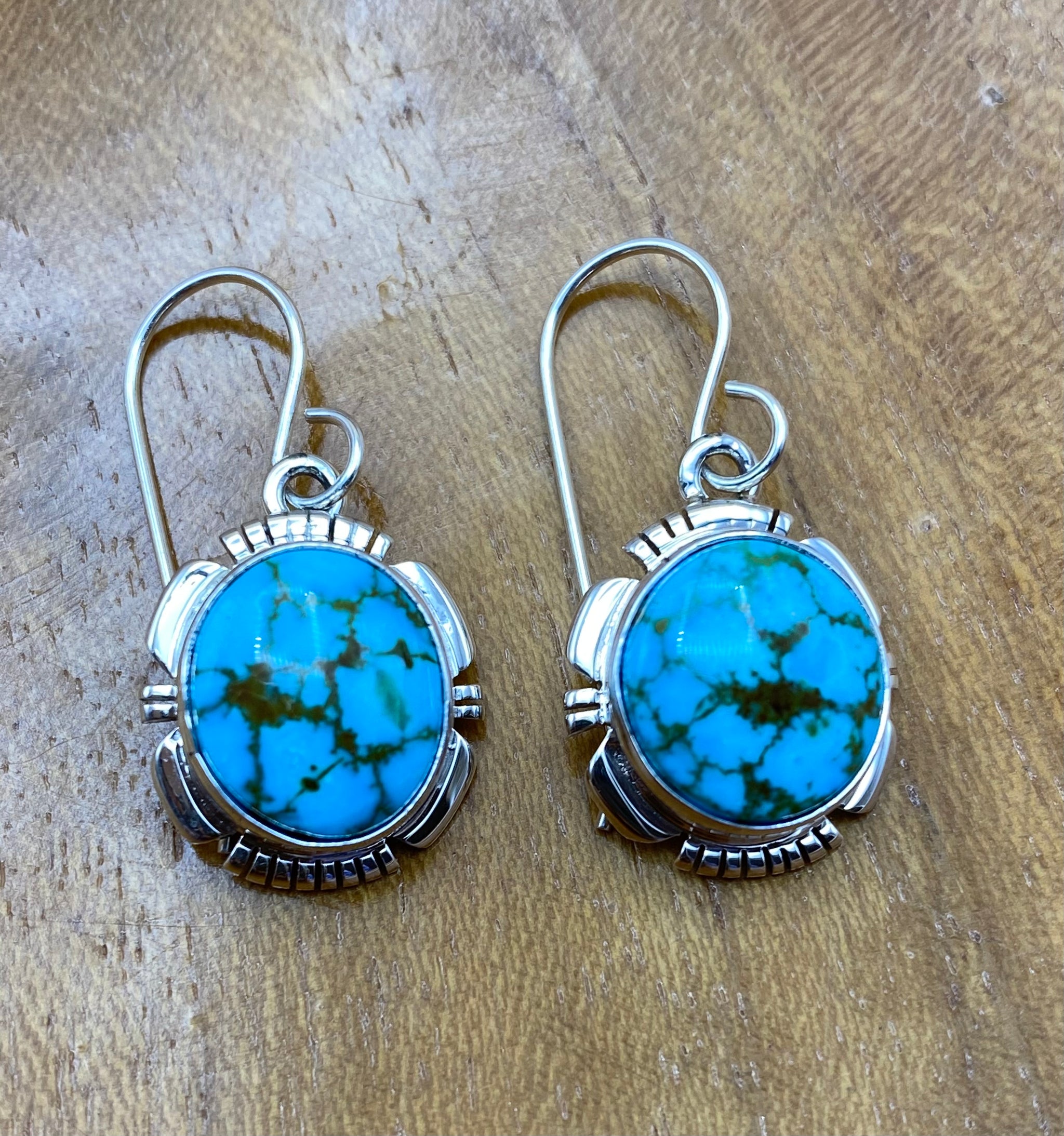 Red Web Kingman Turquoise Earrings