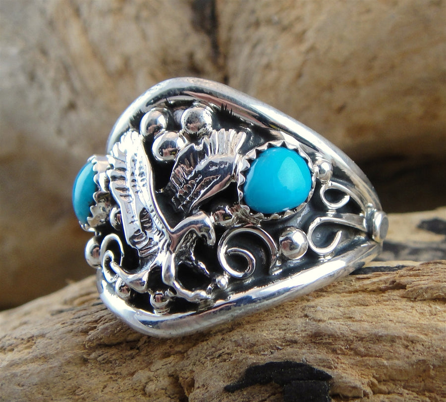 Buy Eagle Ring Sterling Silver 925 Eagles Wings Symbol of Great Strength  Leadership & Vision Free Spirit Talisman Amulet Online in India - Etsy