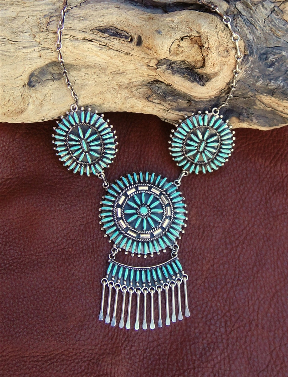 Zuni Sterling Silver Turquoise Necklace