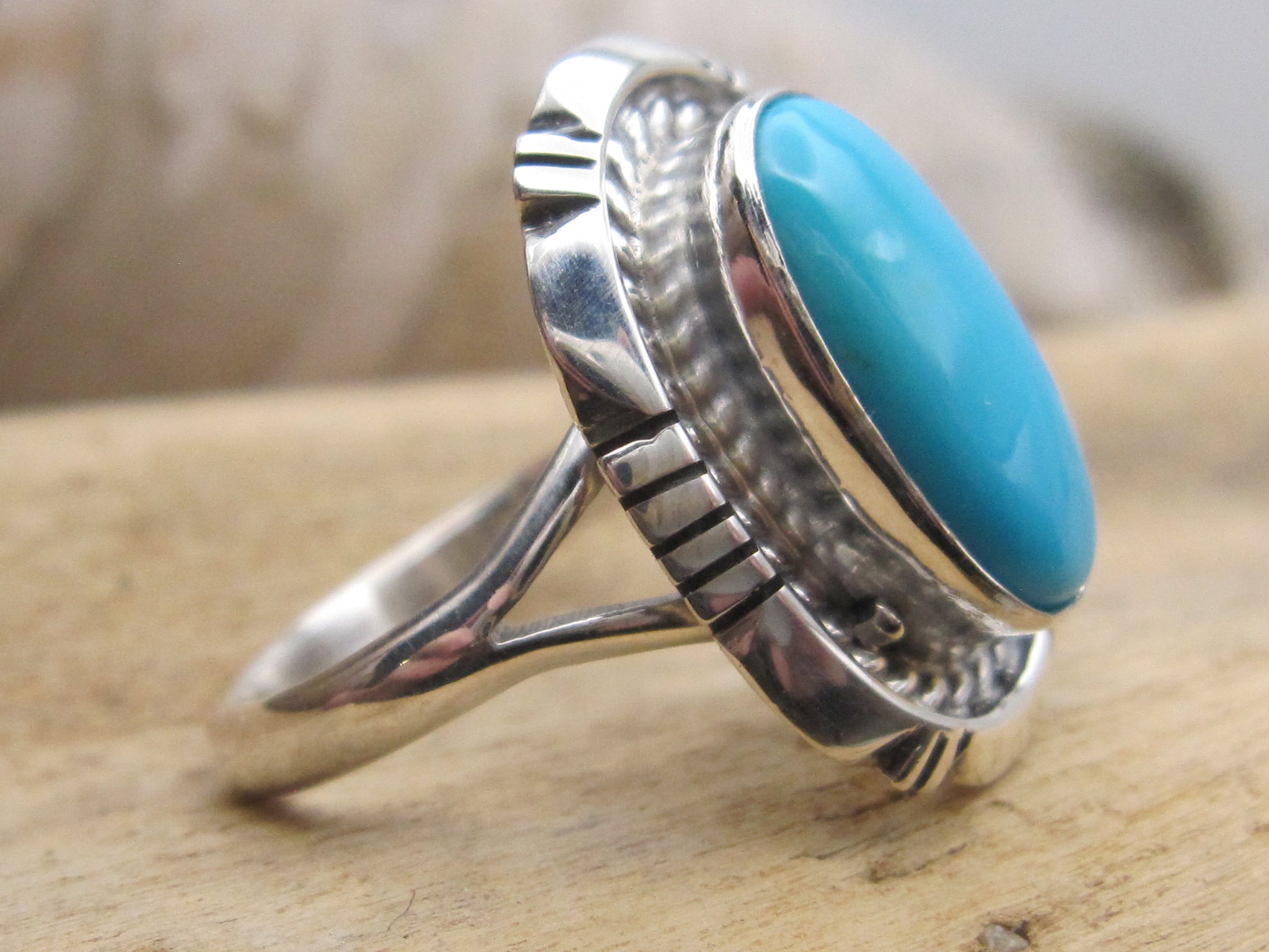 Sterling Silver Sonoran Blue Turquoise Ring Size 8.75 - Dillon & Nattarika